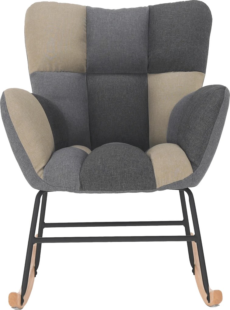 Scaun balansoar design, patchwork/gri/bej, KEMARO
