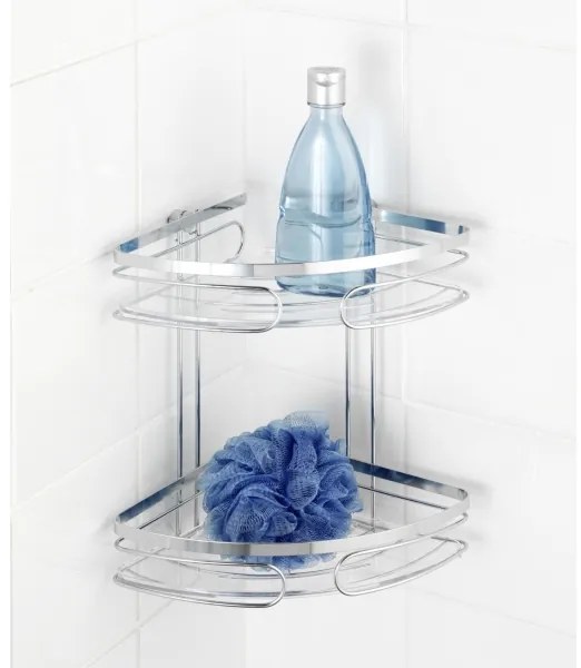 WENKO 20412100-Raft de colț PREMIUM din oțel inoxidabil 26,5x27,5 cm inox/argintiu