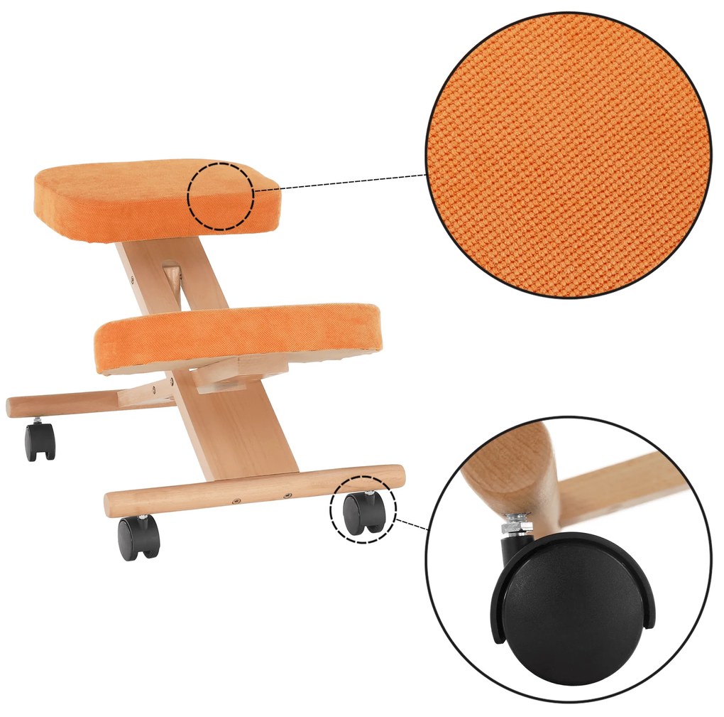 Fotoliu genunchi ergonomic Florentina (portocaliu + fag). 1040156
