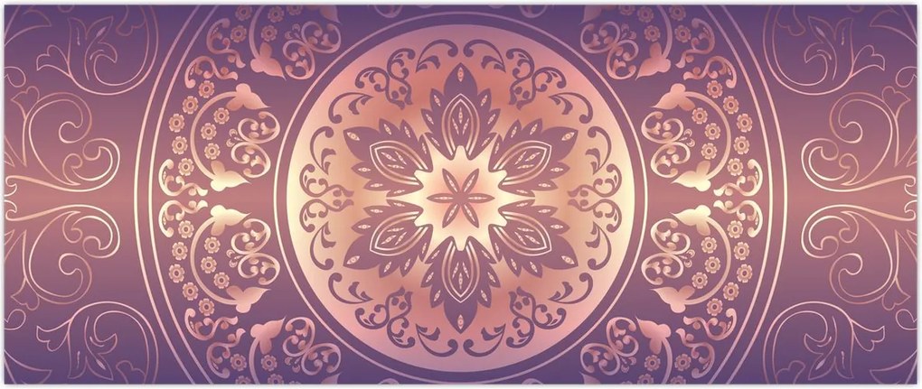 Tablou - Mandala pe gradient violet (120x50 cm)
