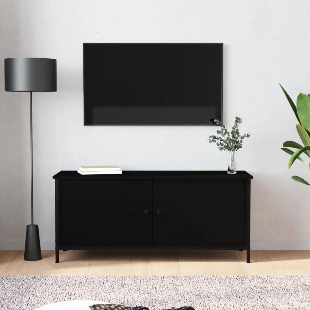 826290 vidaXL Comodă TV cu uși, negru, 102x35x45 cm, lemn prelucrat