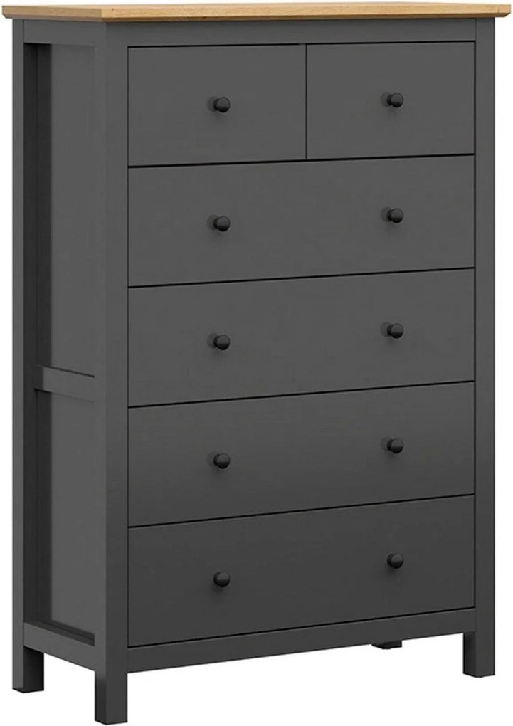 Comoda HESEN, gri grafit/stejar artisan, PAL melaminat, 101x44x145 cm