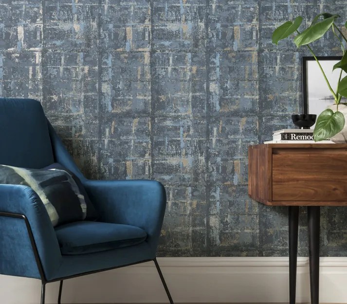 Tapet Patina, Lagoon Blue Luxury Textured, 1838 Wallcoverings, 5.3mp / rola