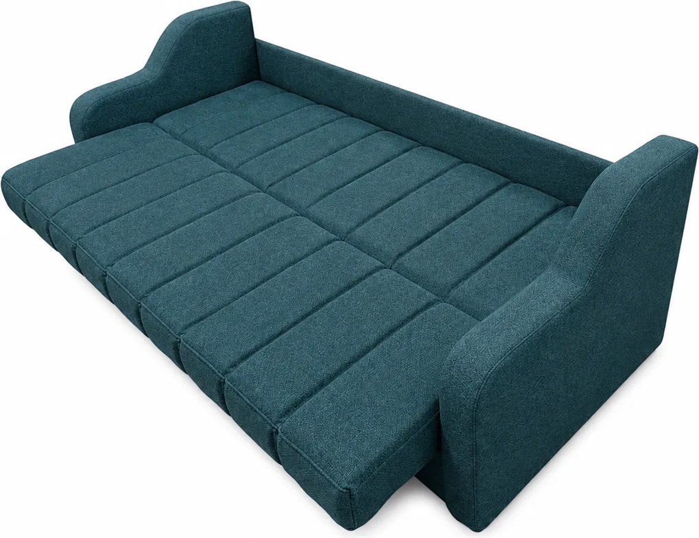 Canapea ALEX extensibila, 3 locuri, cu lada de depozitare, stofa bej, 220x90x90 Albastrru petrol