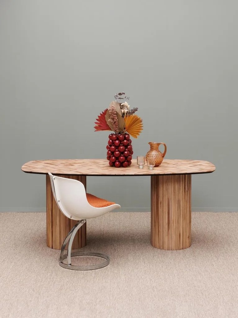 Masa dining, din lemn de tec reciclat, Alezan
