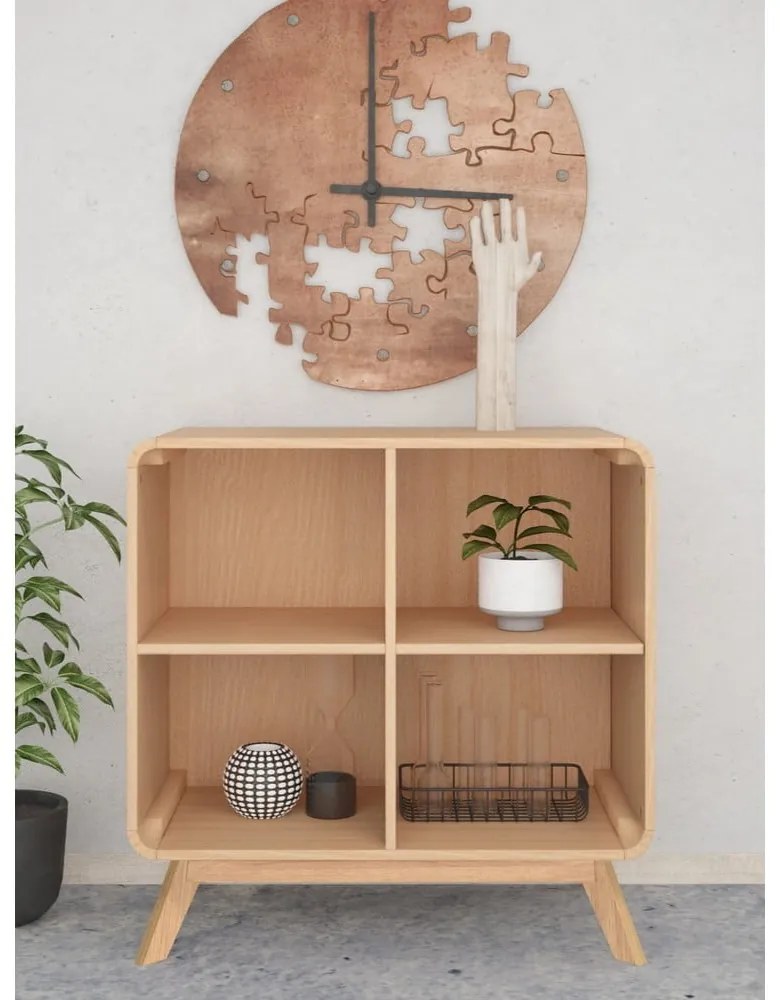 Bibliotecă în culoare naturală cu aspect de lemn de stejar 75x75 cm Caitlin – Støraa