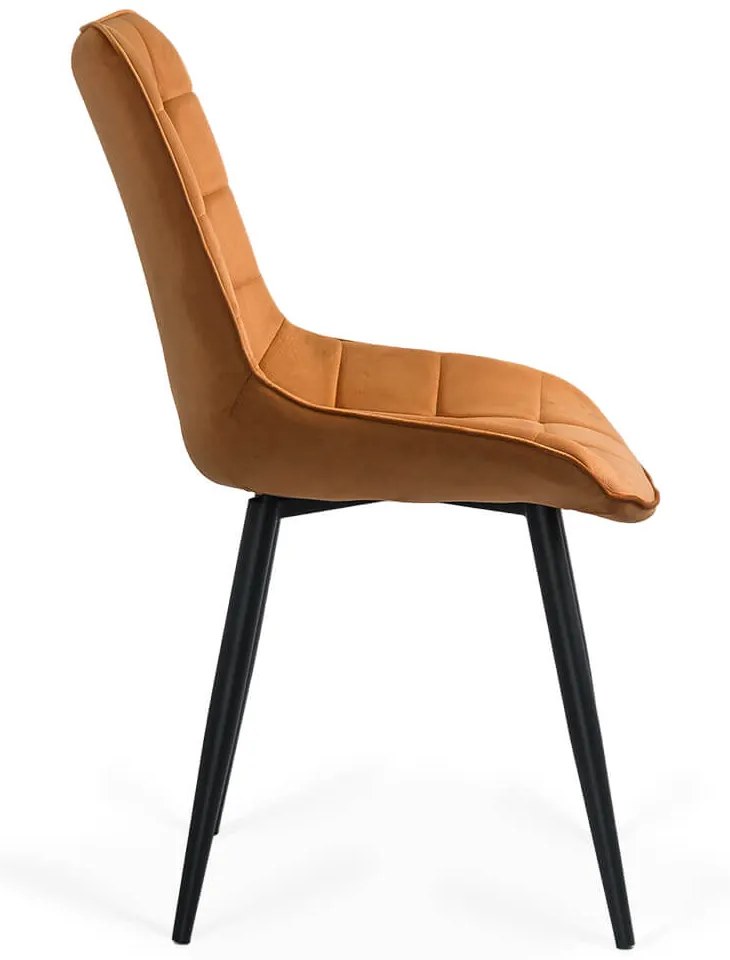 Scaun living din catifea cu cadru metalic rezistent BUC 206 portocaliu