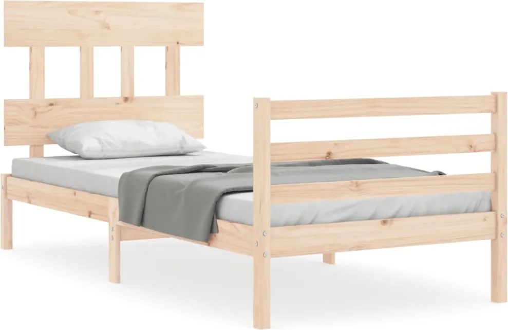 vidaXL Cadru de pat cu tăblie, 90x200 cm, lemn masiv