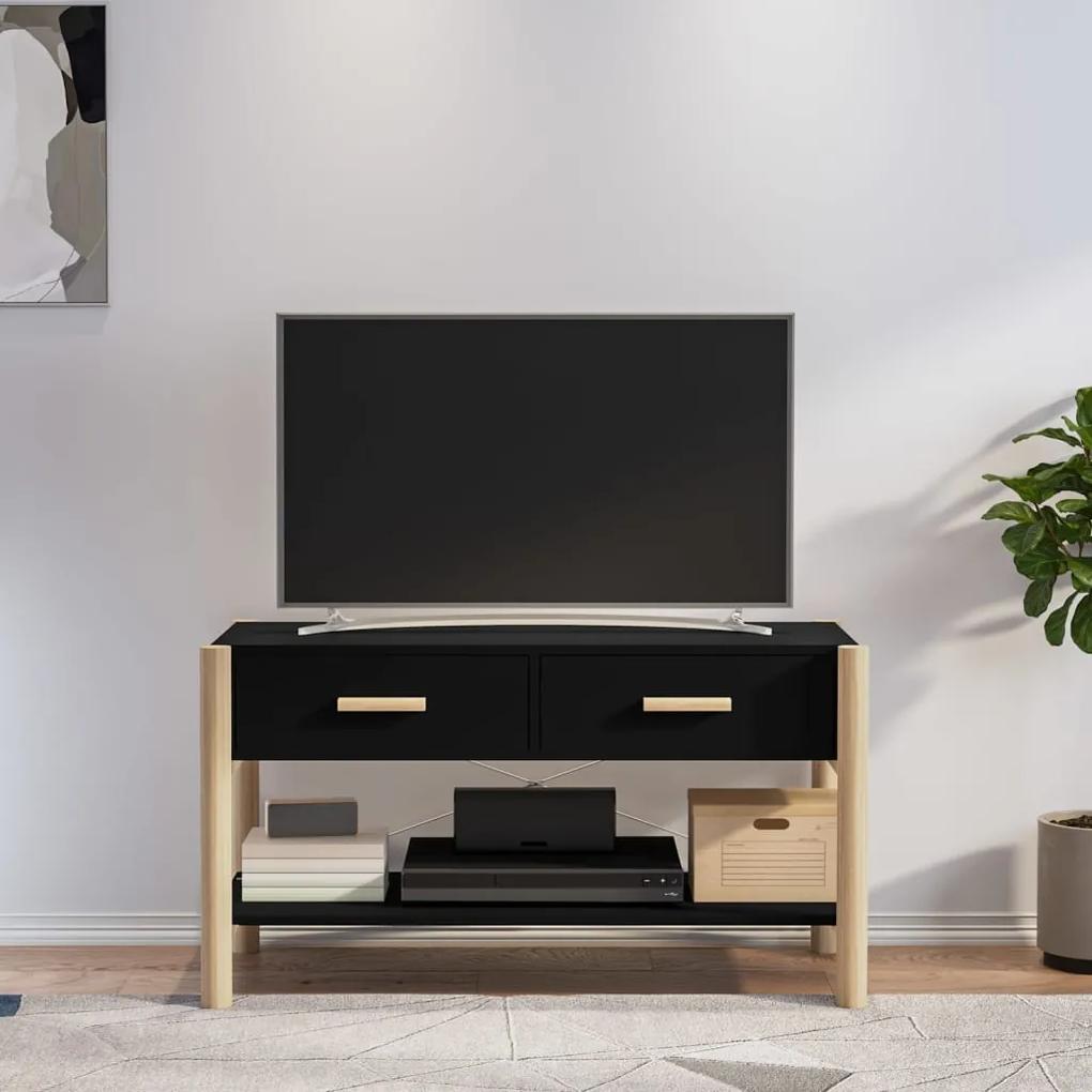 Comoda TV, negru, 82x38x45 cm, lemn prelucrat