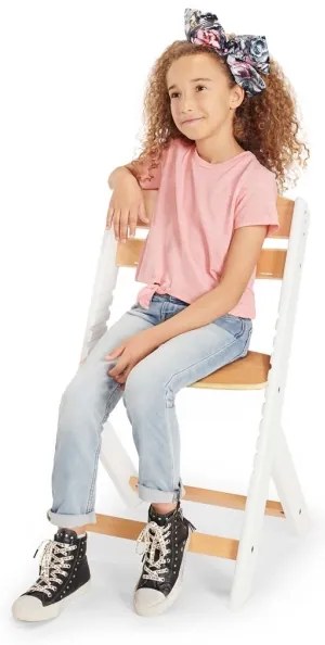 Scaun de luat masa pentru copii ENOCK cu perne gri/alb KINDERKRAFT