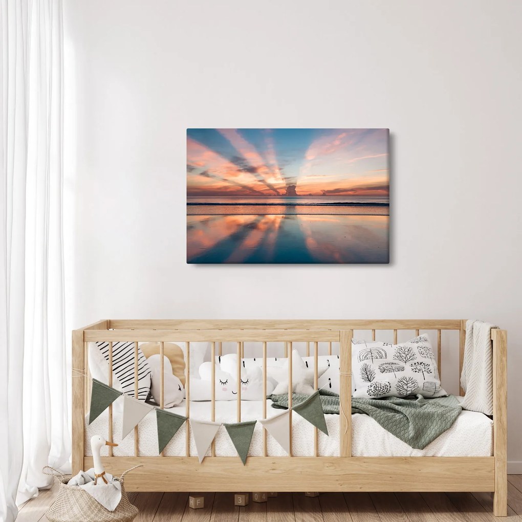 Tablou cu razele solare deasupra plajei Dayton (90x60 cm)