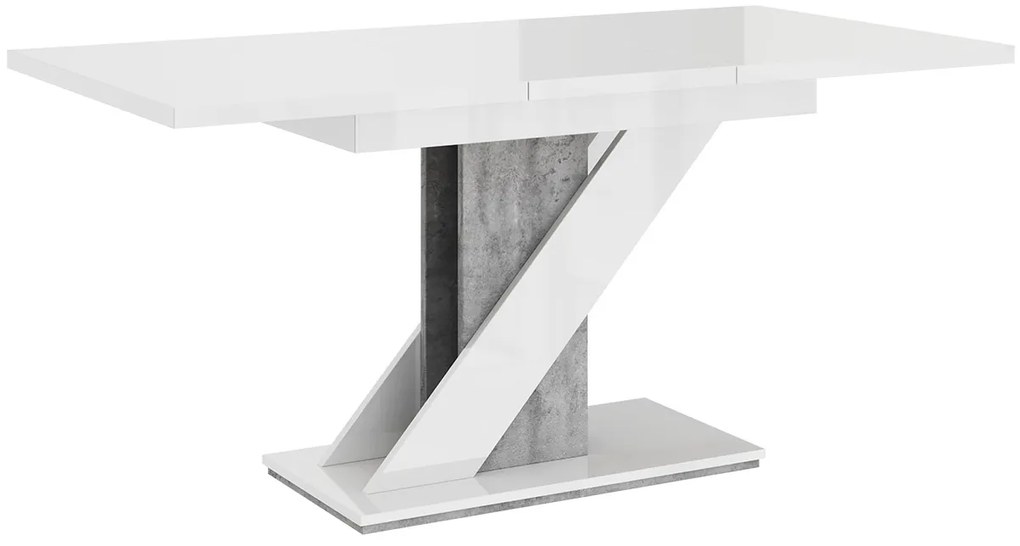 Masă modernă Exalior (Alb lucios + beton). 1054136