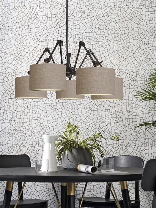 Lustra moderna cu 5 brate articulate Amsterdam abajur dark linen
