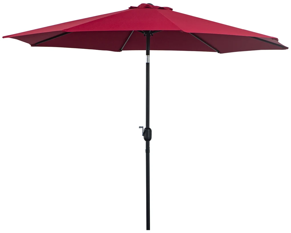Outsunny Umbrelă de Grădină Inclinabilă 3x2.45m, Poliester Impermeabil, Rosu Bordeaux | Aosom Romania