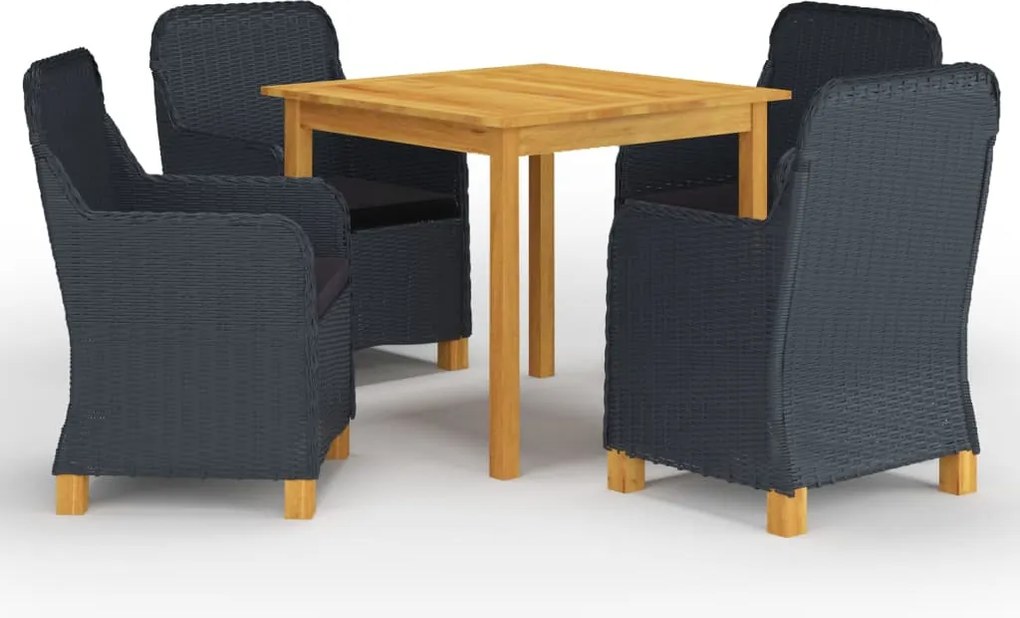 vidaXL Set mobilier de grădină, 5 piese, gri închis