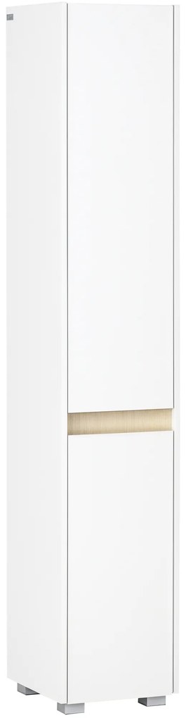 kleankin Columna de Baño Armario Alto Auxiliar cu Rafturi Ajustabile pentru Dus Îngrijire Dormitor 30x33x165 cm Alb | Aosom Romania