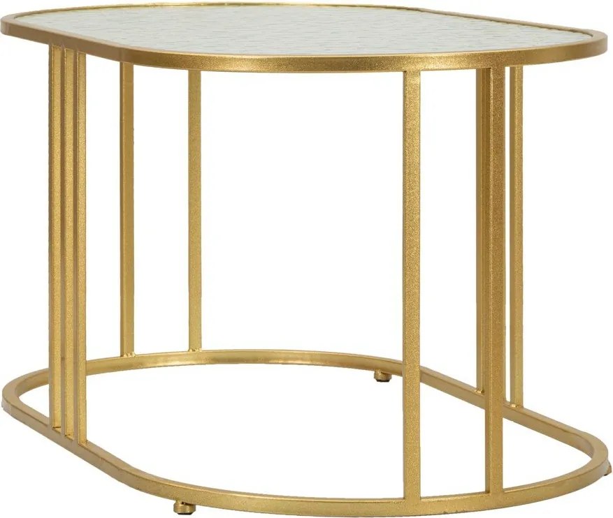 Măsuță de cafea albă-aurie cu blat din sticlă 50x90 cm Antalia – Mauro Ferretti