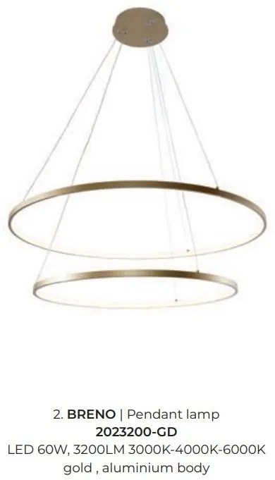 Lustra LED moderna design circular BRENO auriu 60/80cm
