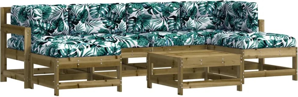 vidaXL Set mobilier de grădină cu perne, 7 piese, lemn de pin tratat