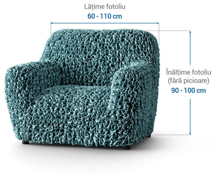 Huse bielastice VELVET petrol fotoliu (l. 60 - 110 cm)