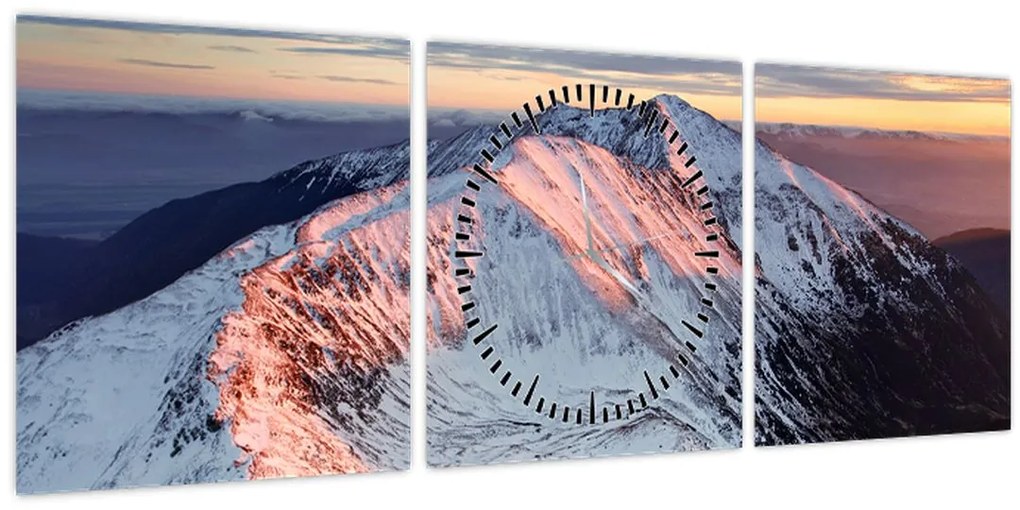 Tablou - Panoramă montană de iarnă II. (cu ceas) (90x30 cm)