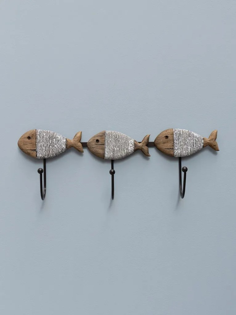 Cuier din lemn de paulownia, cu 3 agatatori, Fishes