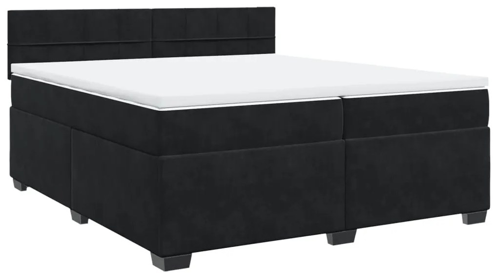 3286404 vidaXL Pat box spring cu saltea, negru, 200x200 cm, catifea