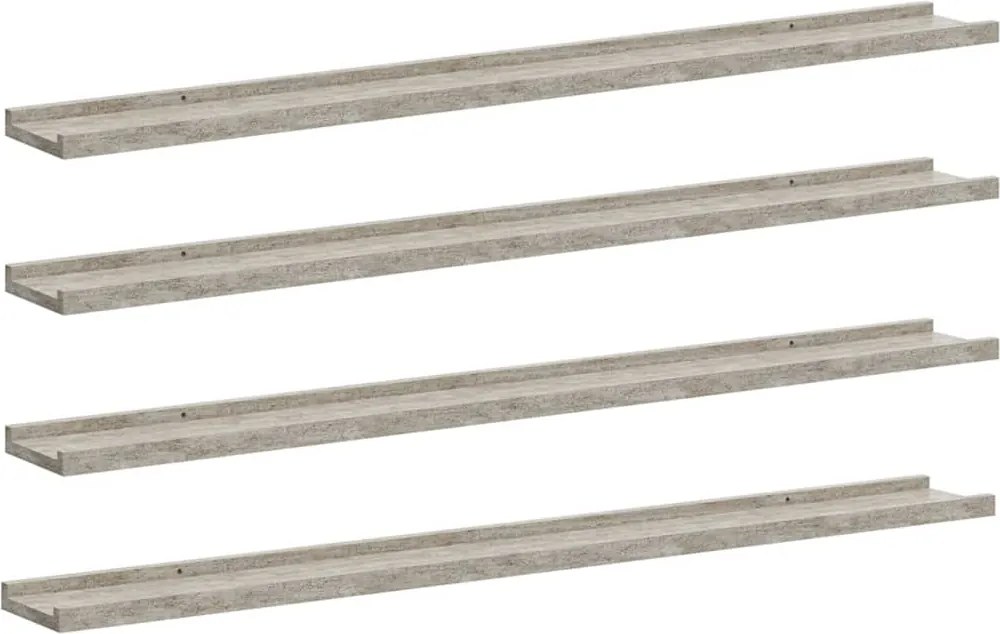 vidaXL Rafturi de perete, 4 buc., gri beton, 100x9x3 cm