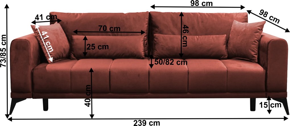 Canapea extensibilă, teracota, GRACE BIG SOFA