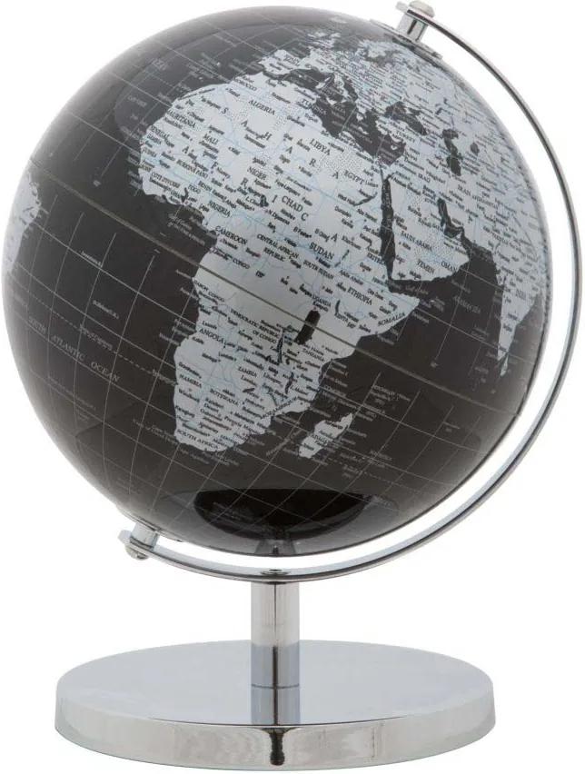 Decorațiune Globe, 28x20x20 cm, plastic/ metal, negru/ argintiu