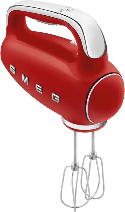 Mixer manual SMEG 50's Style HMF01RDEU, 250 W, 9 viteze, Functie Turbo, Afisaj LED, Timer, Accesorii, Rosu