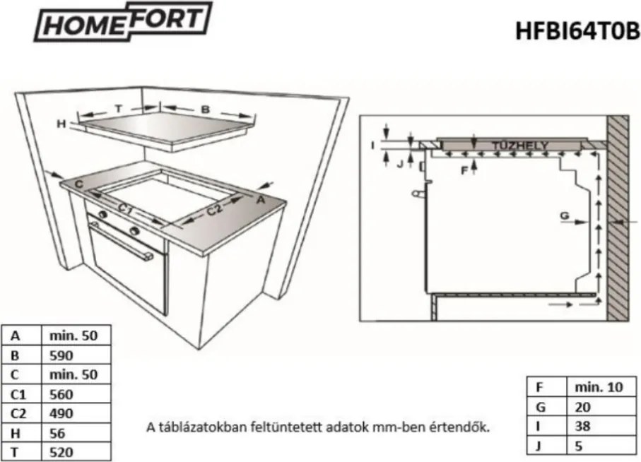 Plită cu inducție încorporabilă HOMEFORT HFBI64T0B, fără cadru, 7400 W, senzor tactil, blocare pentru copii