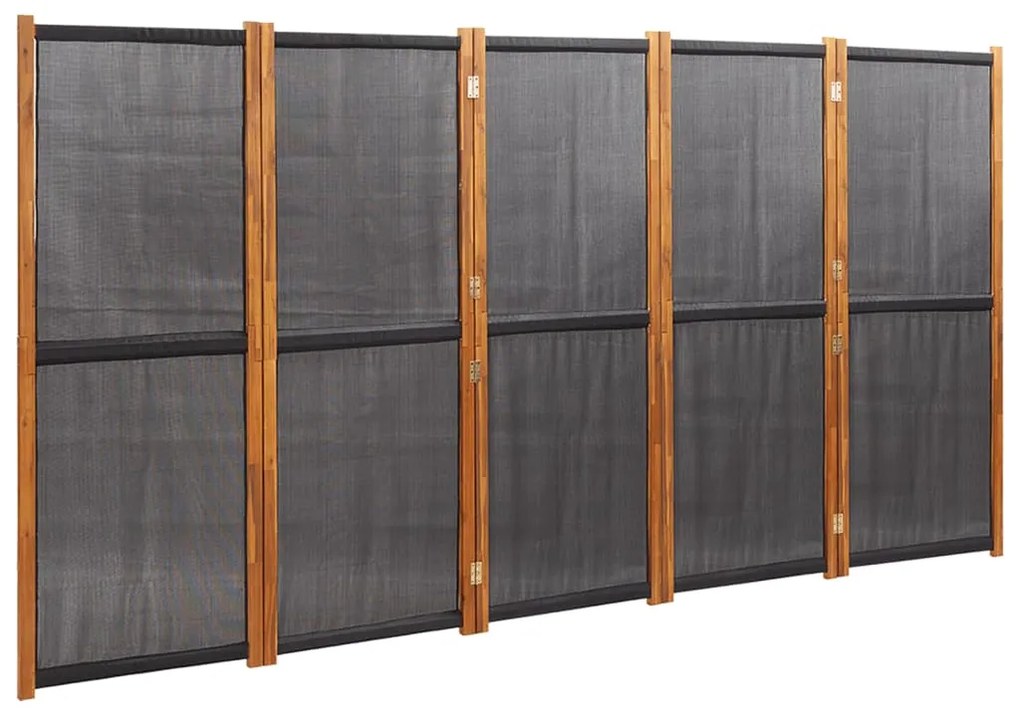 319181 vidaXL Paravan de cameră cu 5 panouri, negru, 350x180 cm