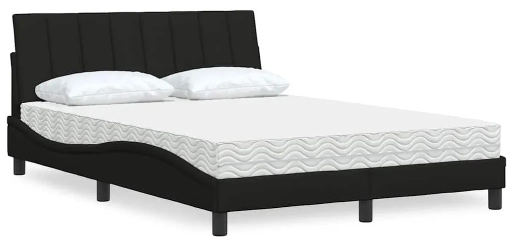 vidaXL Pat cu saltea, negru, 120x200 cm, textil