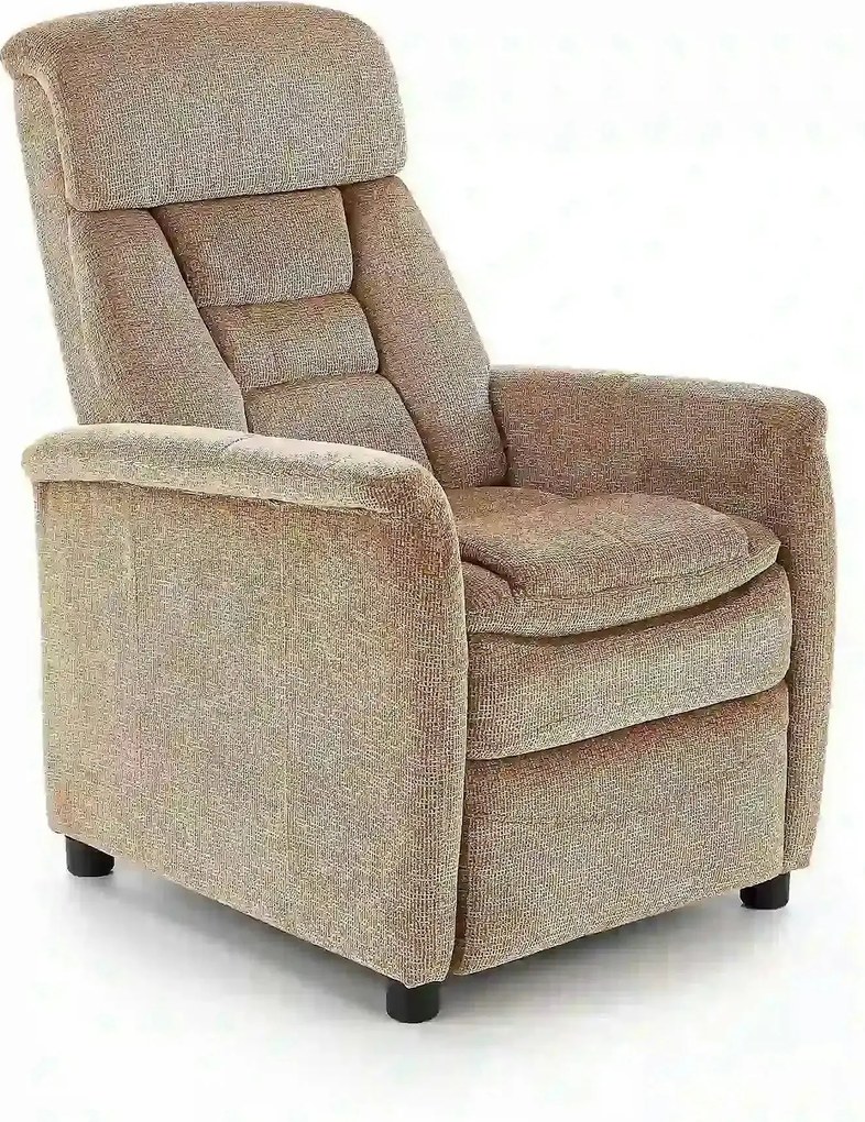 Fotoliu recliner JORDAN, bej/negru, stofa/plastic, 71x85/155x79/106 cm