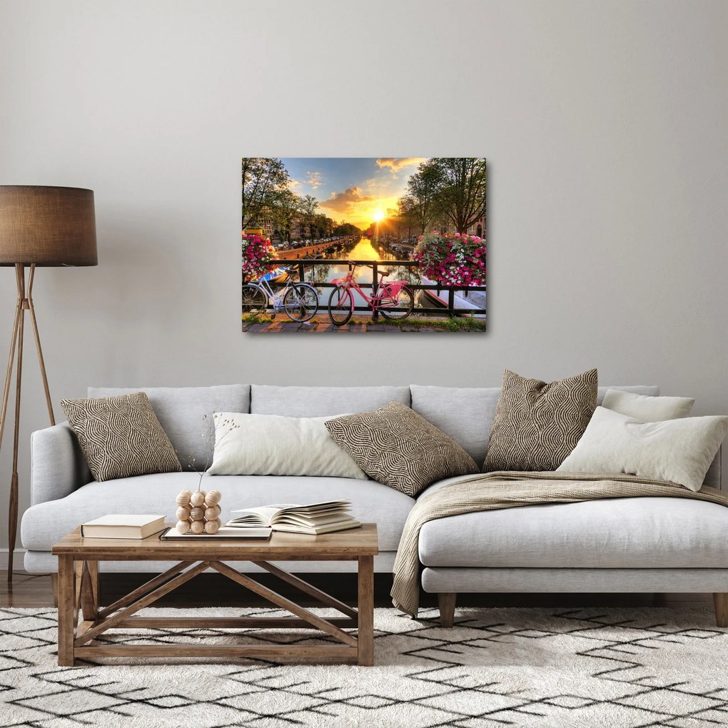 Tablou - Răsărit de soare la Amsterdam (70x50 cm)