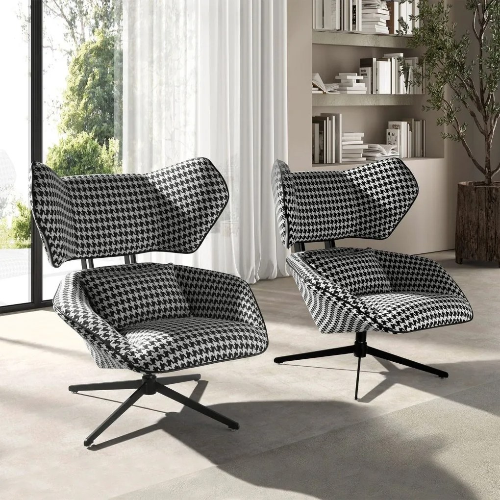 Fotoliu pivotant design LUX, Tesatura Alb-Negru, Armchair
