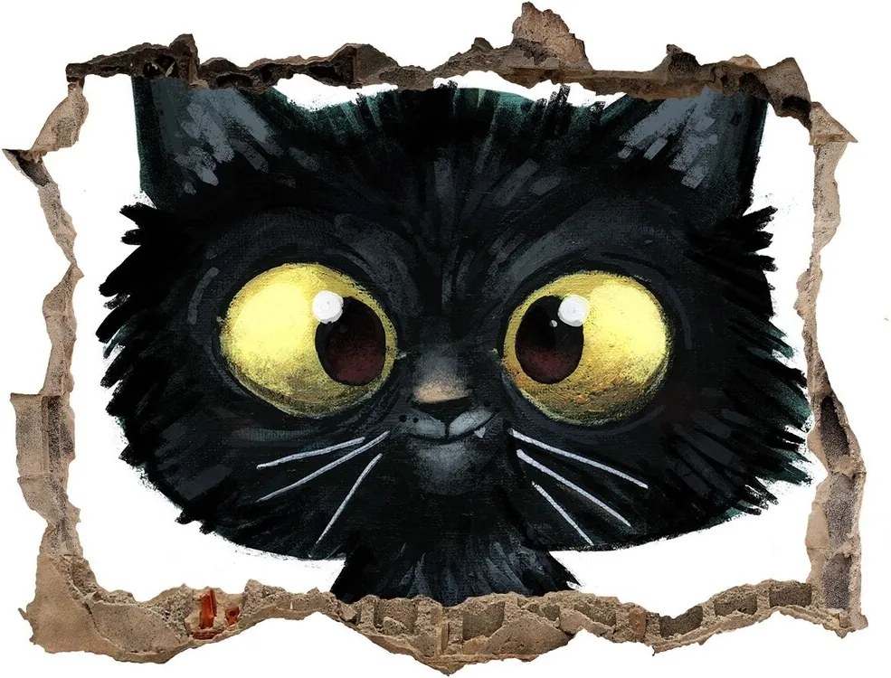 Autocolant de perete gaură 3D Ilustrarea unei pisici