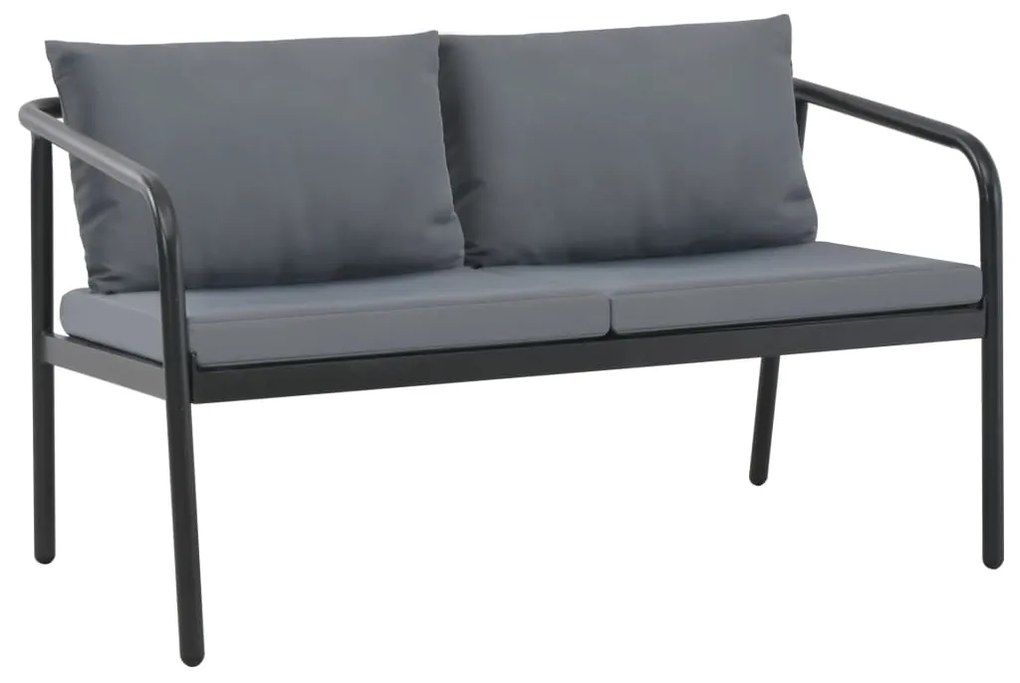 44699 vidaXL Canapea de grădină cu 2 locuri, cu perne, gri, aluminiu