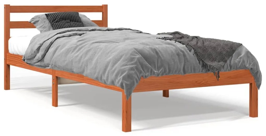 844143 vidaXL Cadru de pat, maro ceruit, 100x200 cm, lemn masiv de pin