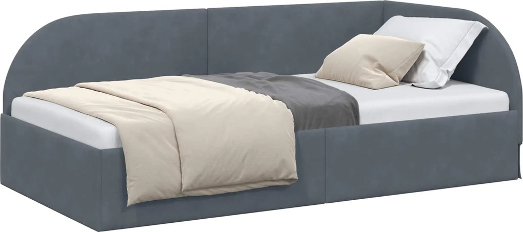 vidaXL Cadru de pat colțar Gri închis 90 cm x 190 cm Catifea