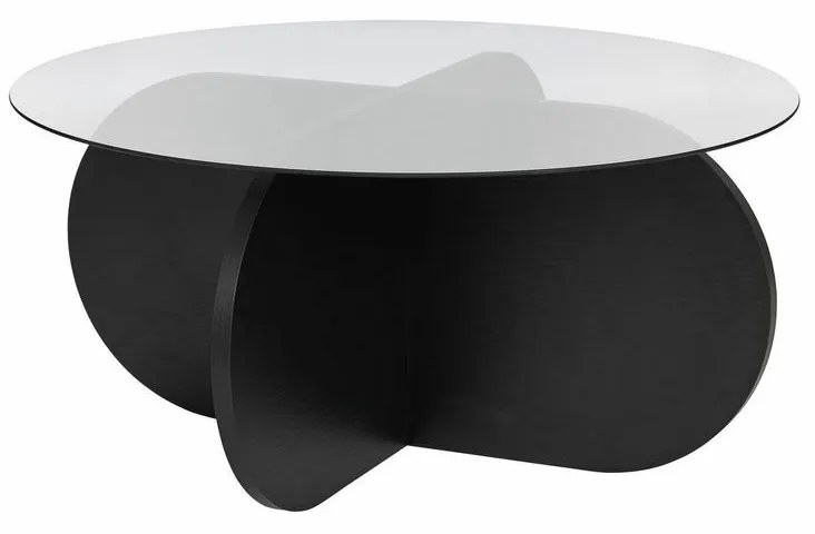 Măsuță de cafea Aeris Black cu sticlă fumurie