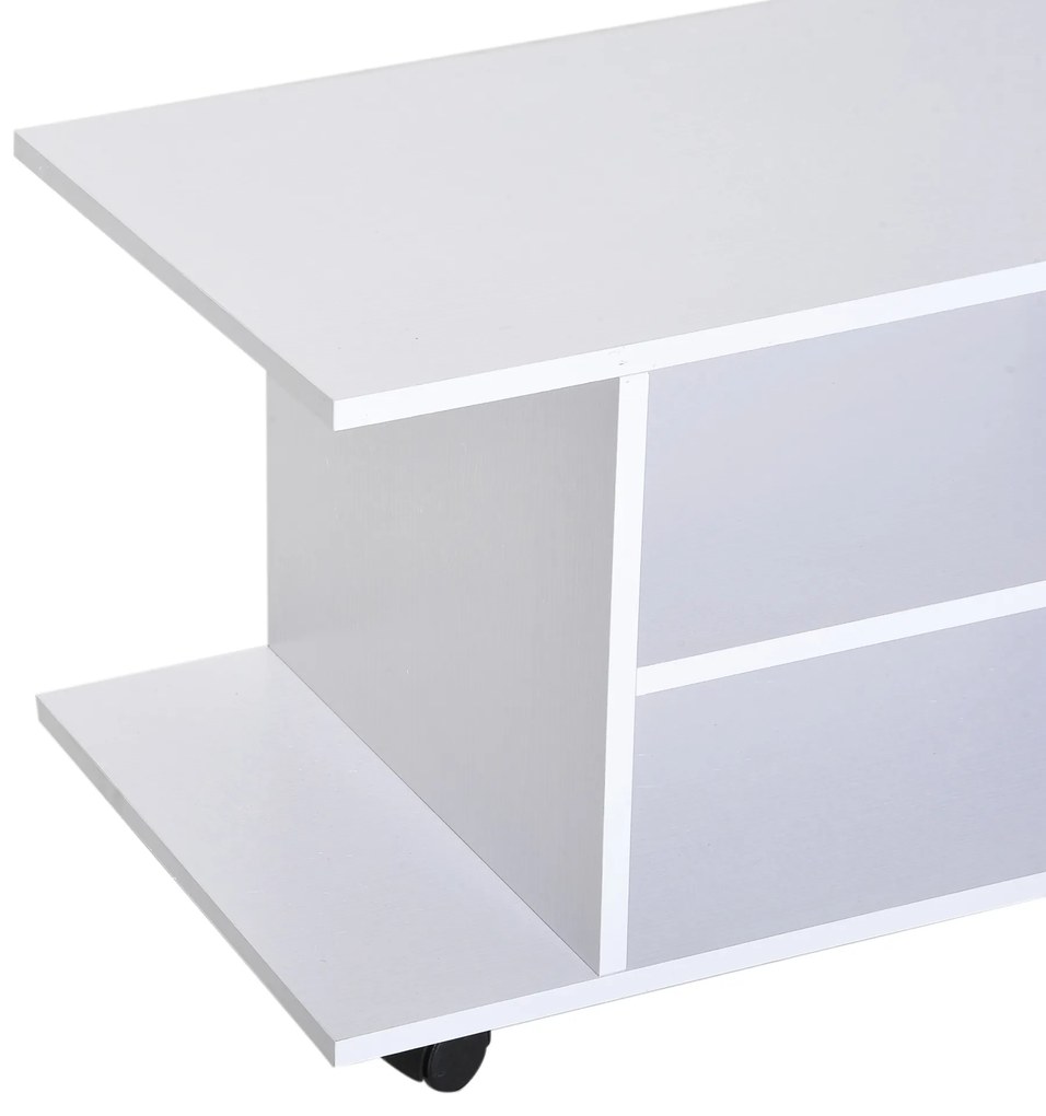 HomCom, comoda TV din lemn cu roti, 80x40x40cm, alb | Aosom Ro