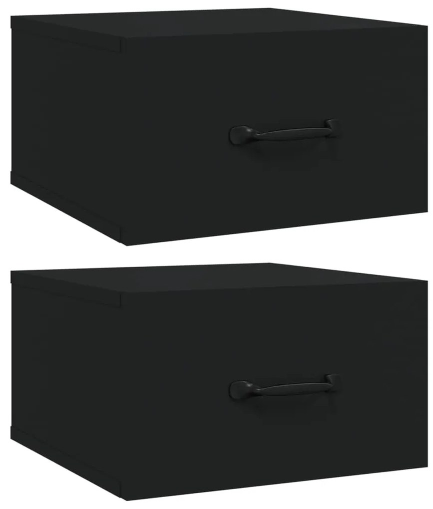 812855 vidaXL Noptiere de perete, 2 buc., negru, 35x35x20 cm