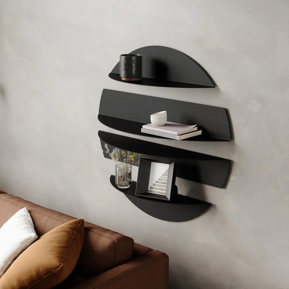 Rafturi negre 4 buc. din metal 76 cm Solis – Umbra