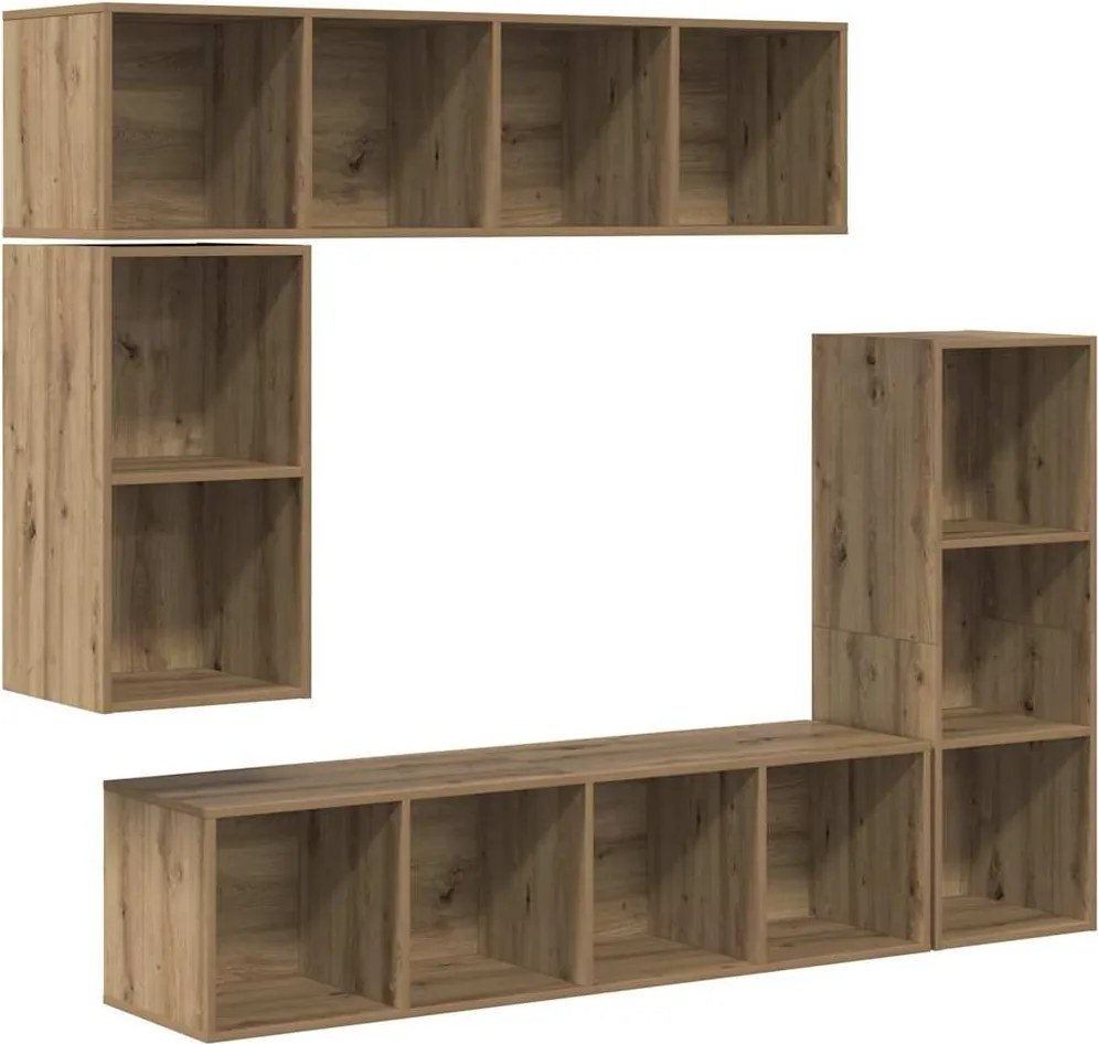 vidaXL Set comodă TV Pe perete 4 pcs Stejar Artizanal Lemn compozit