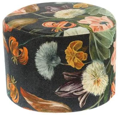Taburet catifelat, model floral