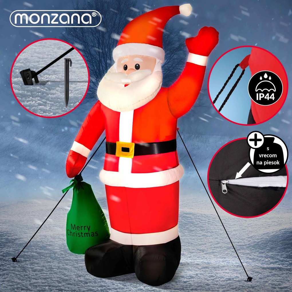 Moș Crăciun gonflabil cu iluminare, 180cm, roșu Monzana