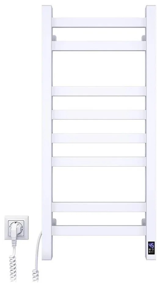 Radiator de baie tip scară cu termostat AVANGARD, 251 W/230 V, 80,6 cm, IP44, alb, conexiune pe stânga