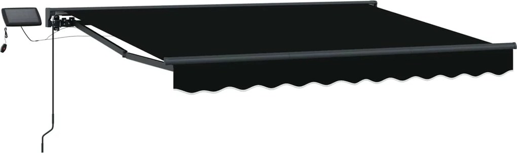 vidaXL Cadru manual de marchiză cu LED-uri Negru 3 x 2,5 m